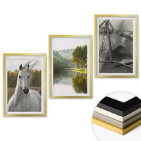 WANDBILDER 3er Set - 40x60 cm Goldrahmen - Natur des Flusses White Horses - Goldfarben, Kunststoff (40/60cm) - ArtPrintCave