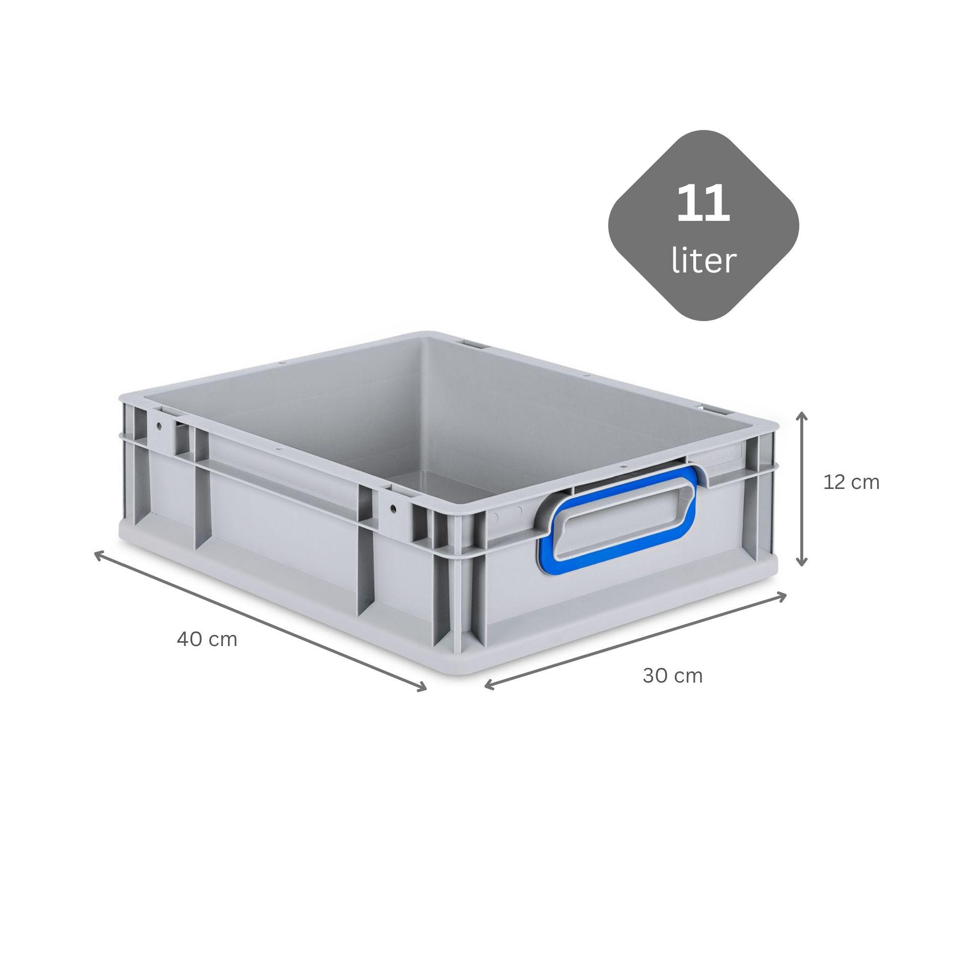 EUROBOX 5x Nextgen Color 12x30x40cm 11 Liter Griffe Blau Geschlossen - Blau, Kunststoff (30/12/40cm) - PROREGAL