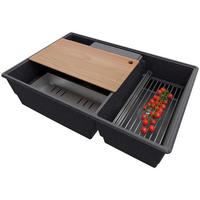 SPÜLBECKEN Paris, 2-er set Anthrazit 78/53 cm 2 Becken + Ablauf-Set + Küchenzubehörset ab 80er Unterschrank - Chromfarben/Edelstahlfarben, Kunststoff (78/20/53cm) - Primagran