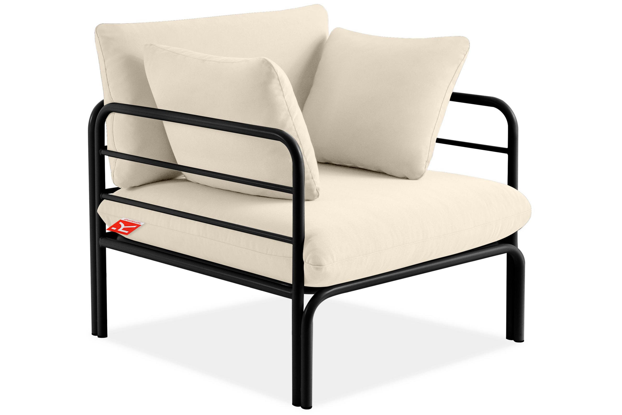 GARTENSESSEL RAMBE inkl. Auflagen, Stahlgestell, Modern, Anthrazit/Cremeweiß - Dunkelgrau/Creme, Textil/Metall (79/80/80cm) - KONSIMO®