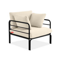 GARTENSESSEL RAMBE inkl. Auflagen, Stahlgestell, Modern, Anthrazit/Cremeweiß - Dunkelgrau/Creme, Textil/Metall (79/80/80cm) - KONSIMO®
