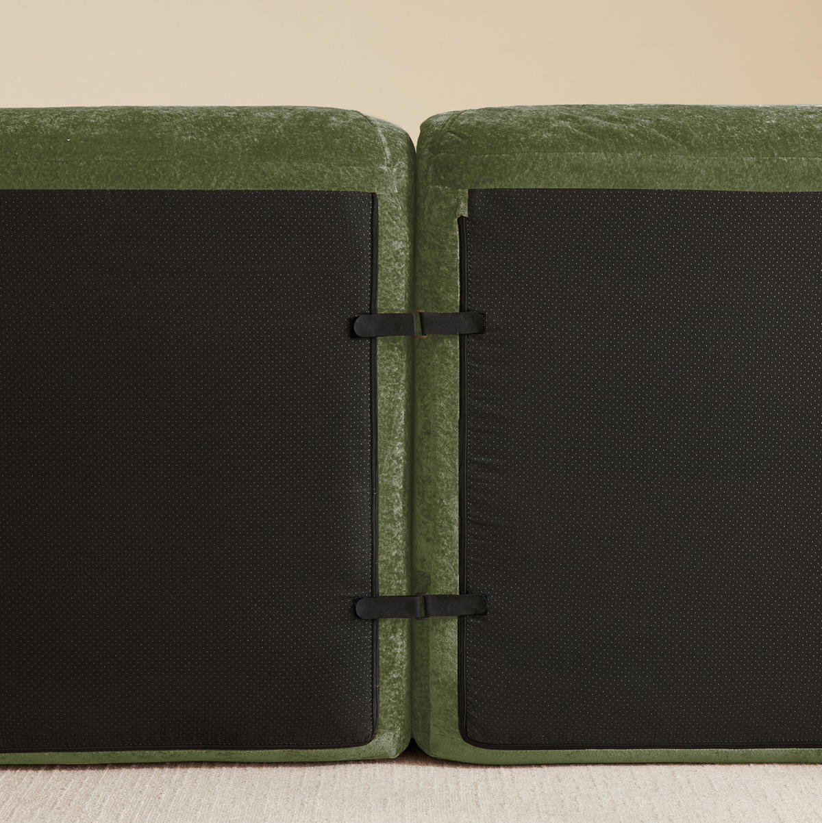 MODULSOFA U-Form 4-Sitzer mit 2 Hockern Chenille Grün - Grün, Kunststoff (171/76/358.1cm) - Meubliv