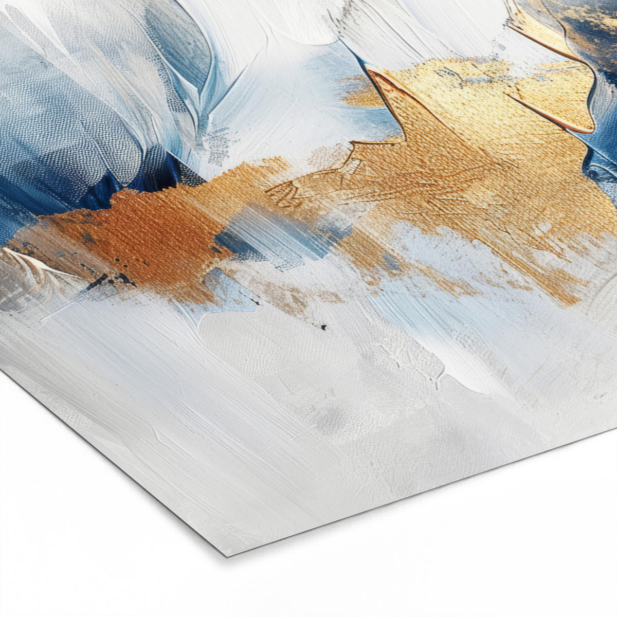 POSTER MIT RAHMEN Gold - Blau - Aquarell - Kunst - Modern 80x60 cm - Hellblau, Papier (80/60cm) - MuchoWow