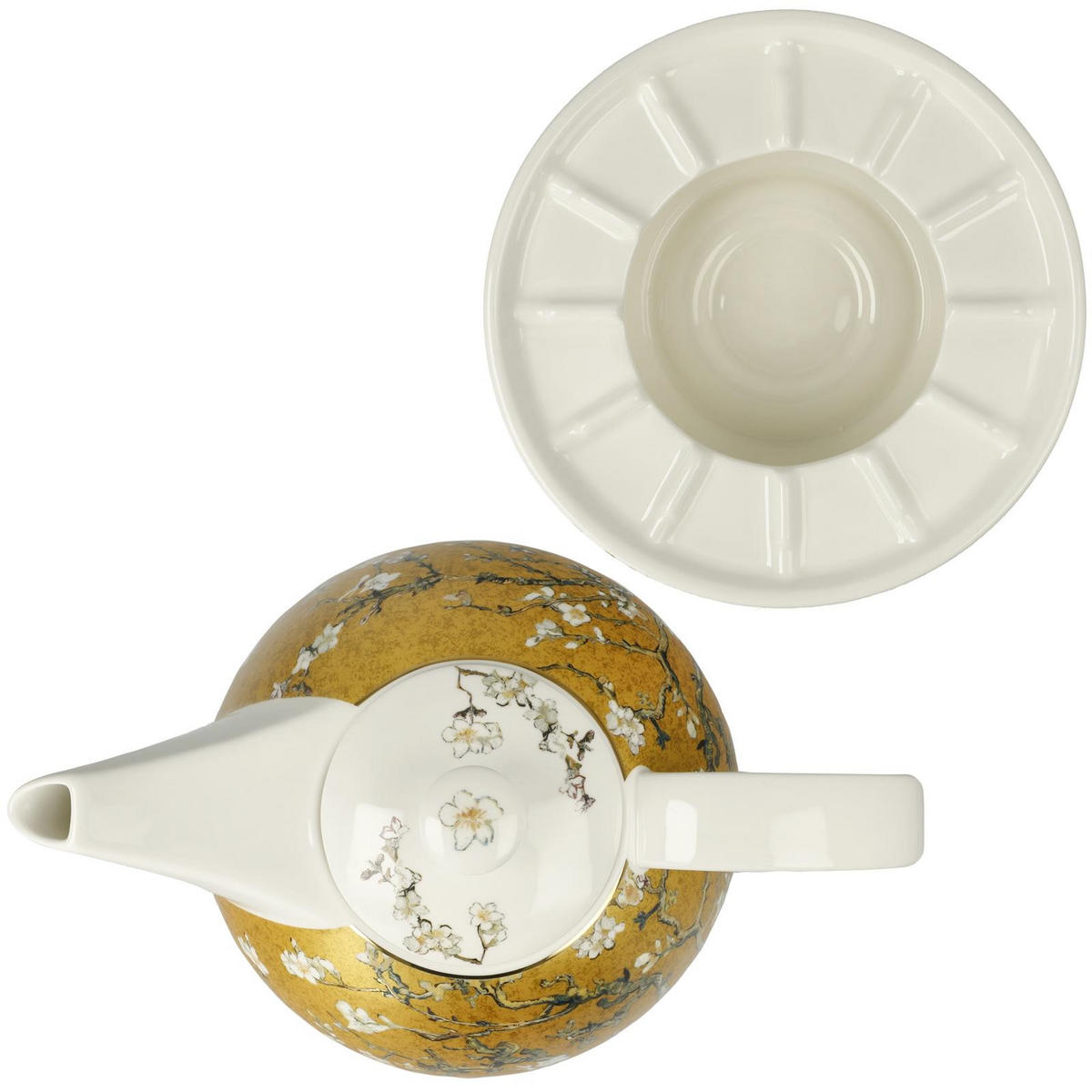 TEEKANNE MIT STÖVCHEN Vincent van Gogh - Mandelbaum bunt 1,2 l - Multicolor, Keramik (1.2L) - Goebel