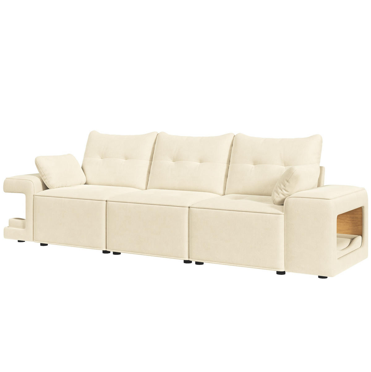 3-SITZER-SOFA 229,5/78/84 cm mit Stauraum, Haustiernischen und Samtbezug, Beige - Beige, Textil (229.5/84/78cm) - Redom
