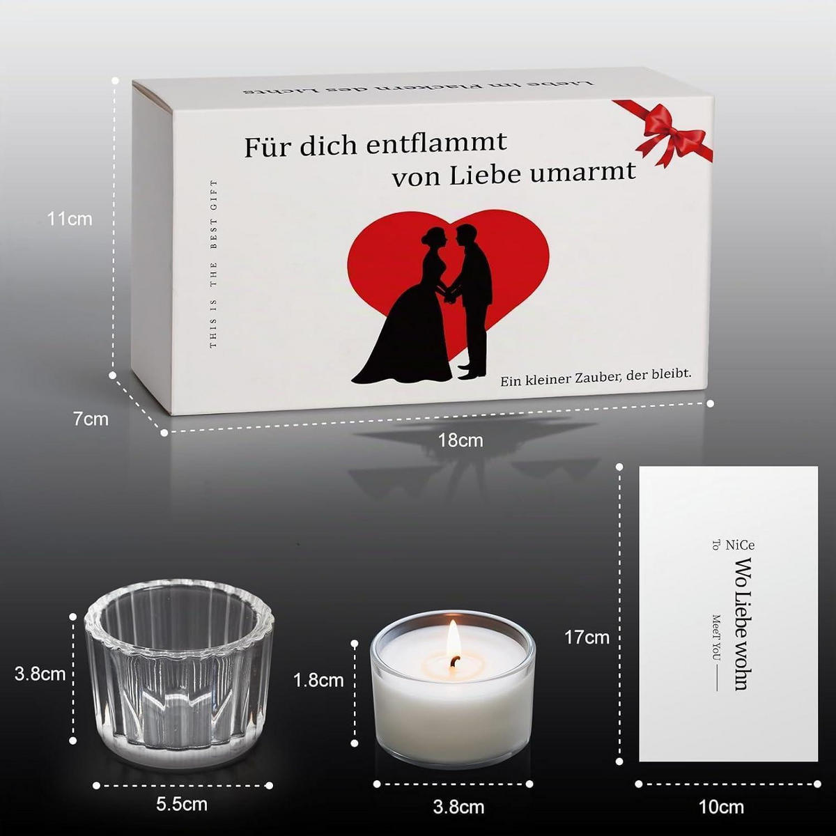 DUFTKERZEN Geschenkset 12-teiliges Set Sojawachs mit Botschaft - Rosa, Paraffin (7cm)