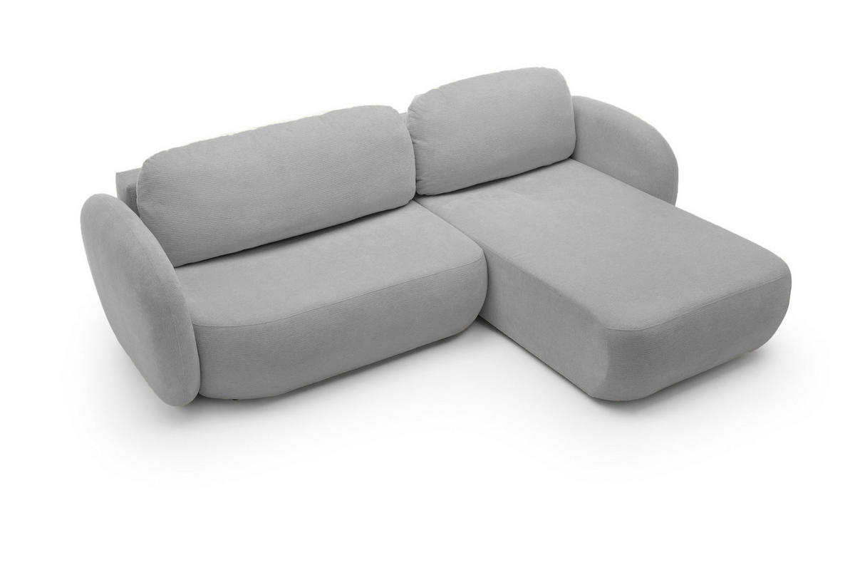 ECKSOFA OLIO L-Form Schlaffunktion mit Bettkasten, lose Rückenkissen, freistehend, RECHTS 248x174 cm Silver-coloured - Grau, Holz/Textil (248/174cm) - DomoHome