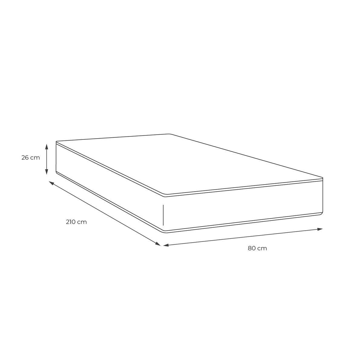 MATRATZE Actiflex plus Taschenfederkern und Memory-Schaum 80 x 210 cm h4 - Weiß, Textil (80/210cm) - ACTISOM