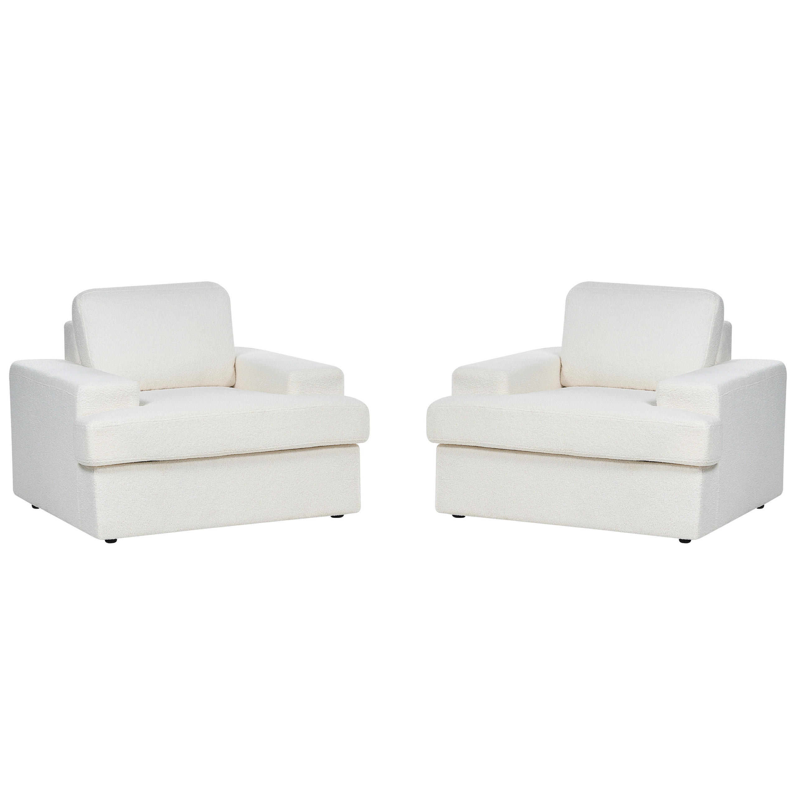 SESSEL 2er-Set Bouclé cremeweiß Alla - Weiß, Textil (108/85/103cm) - Beliani