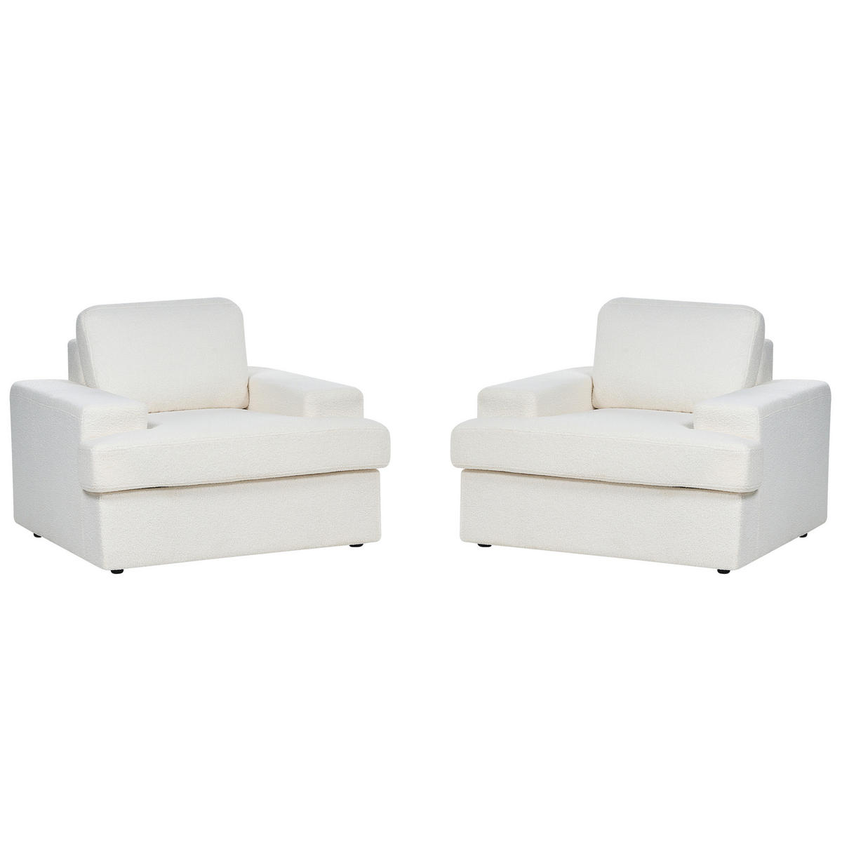 SESSEL 2er-Set Bouclé cremeweiß Alla - Weiß, Textil (108/85/103cm) - Beliani