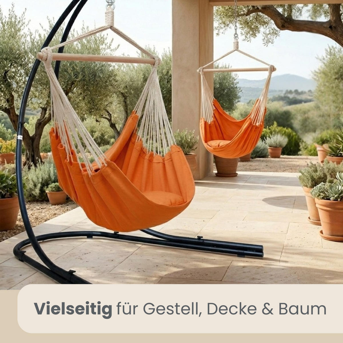XXL HÄNGESESSEL 185/130 cm Belastbar bis 150 kg Orange - Orange, Textil (130/155/185cm) - Amanka