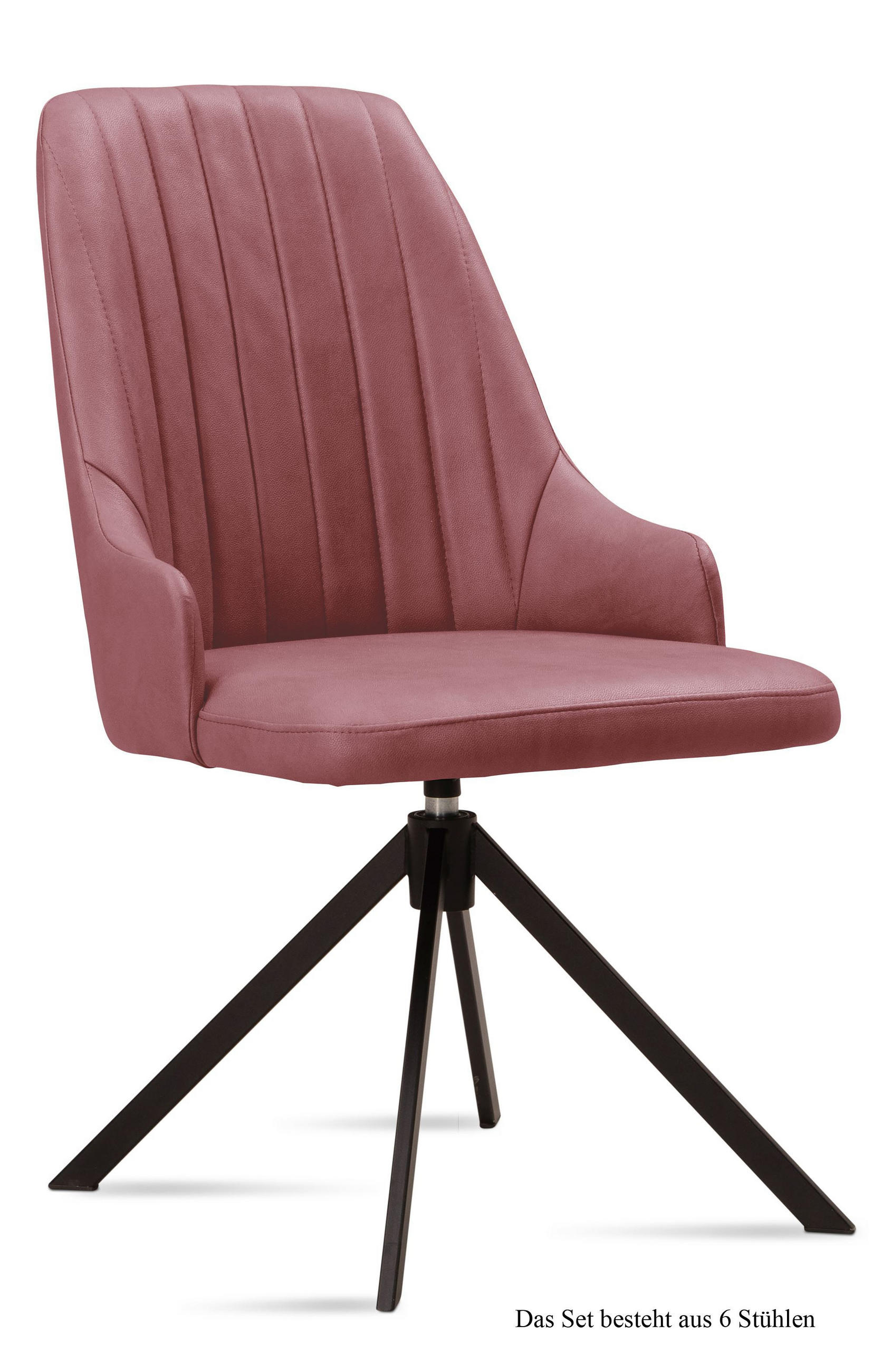 ESSZIMMERSTUHL drehbar (6er-Set) Denise 52x91x60 Schwarz/Rosewood - Dunkelrosa/Schwarz, Kunststoff (60/91/52cm) - 58aufmkessel