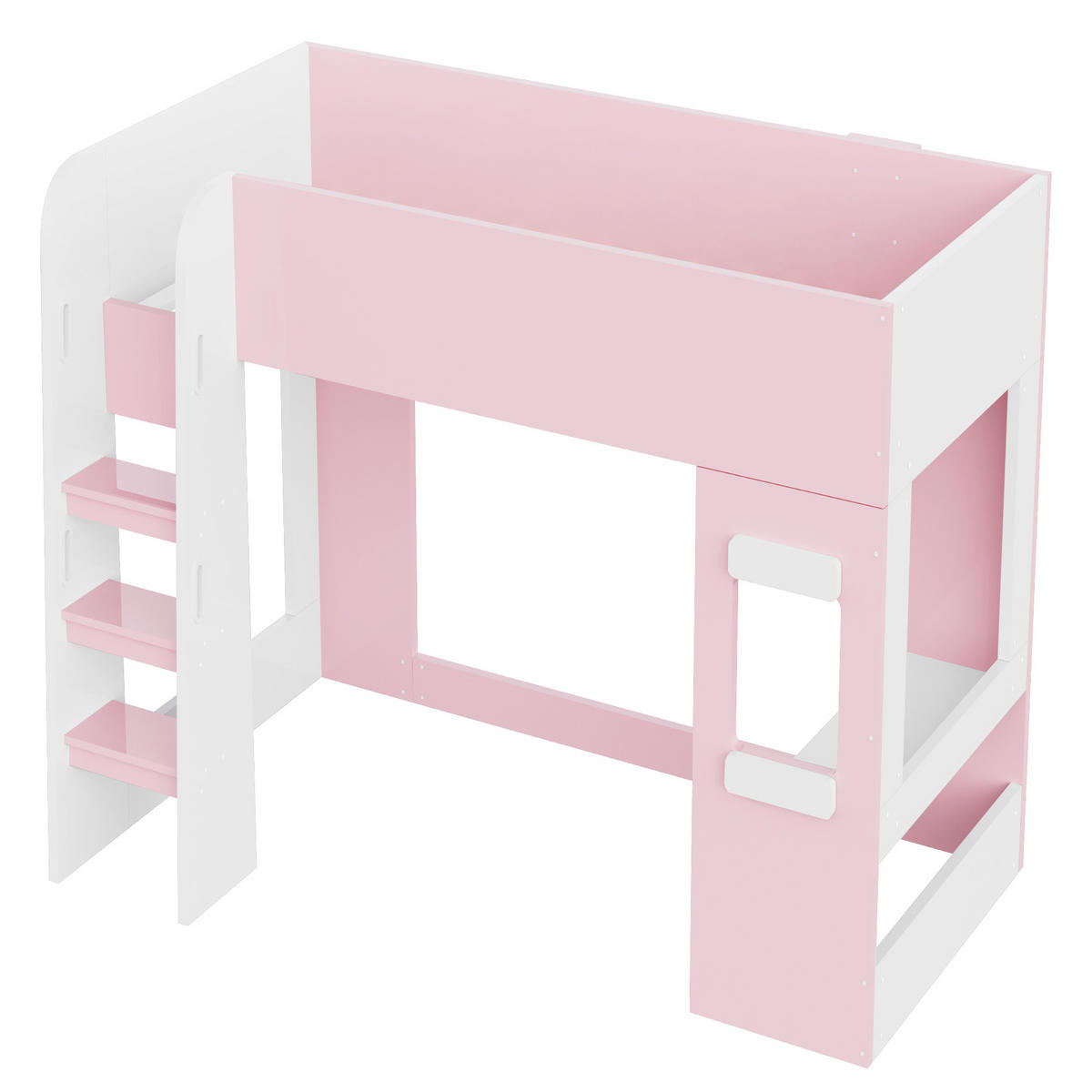 HOCHBETT 90/200 cm mit Lichtleiste und Schreibtisch, DE-41600, in Rosa - Pink, Holzwerkstoff (90/200cm) - ComfortXL