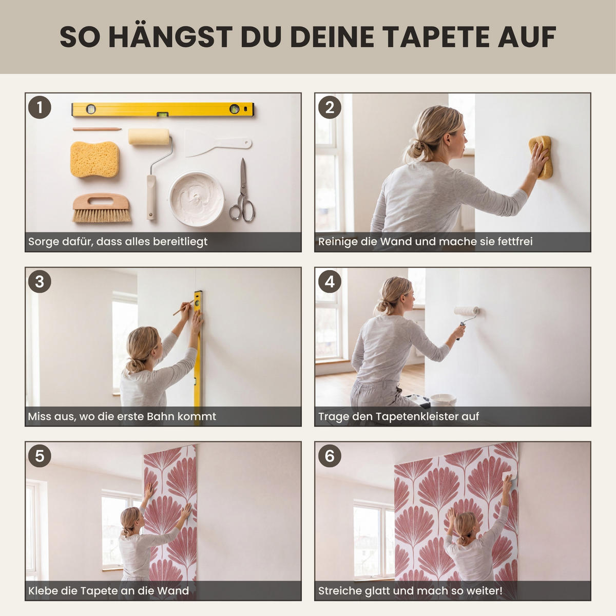 TAPETE - Fächer - Motiv - Terra - 260x220 cm - Rotbraun, Papier (260/220cm) - OnlyWow