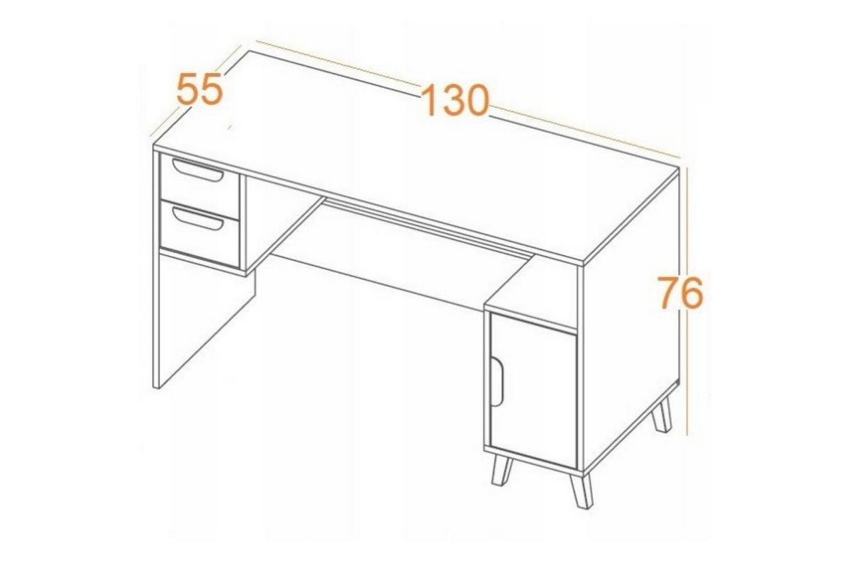 KINDERSCHREIBTISCH JUSTIN 13 130 cm breit in Weiß / Graphit / Grau / Eiche - Eichefarben/Graphitfarben, Holzwerkstoff (130/76/55cm) - Deine Möbel 24