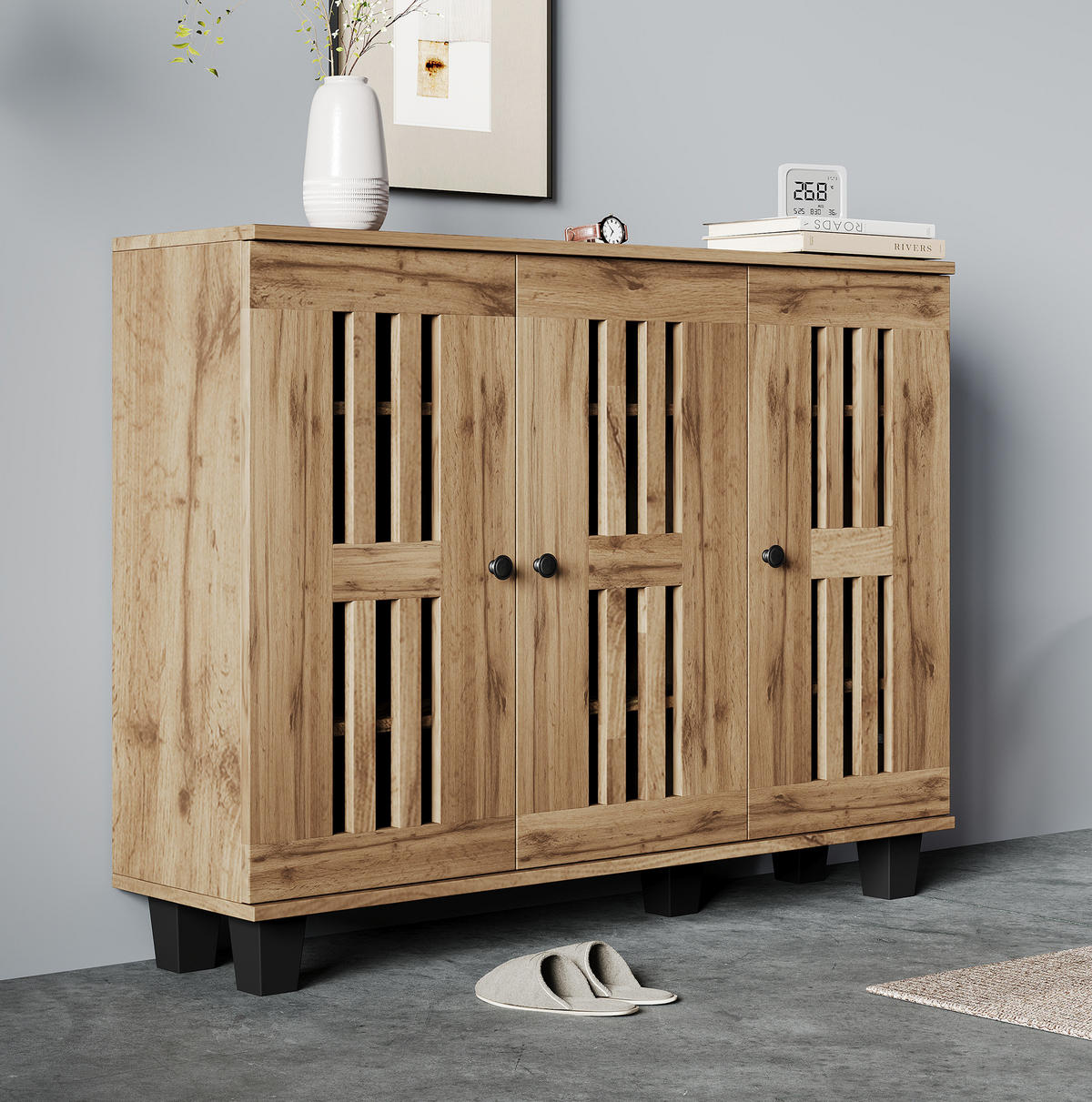 SIDEBOARD aus Spanplatte 120x32x92cm in Natural Wood - Naturfarben, Holzwerkstoff (120/92/32cm) - Modfu
