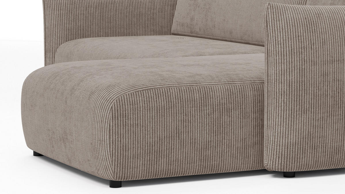 ECKSOFA TAUER 3-Sitzer links, taupe - Taupe/Schwarz, Holz/Textil (248/173cm) - Courtois Laville