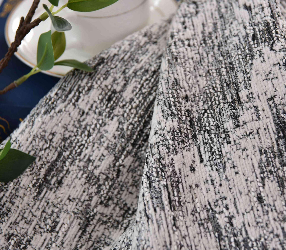 VORHANG VENEDIG HxB 245x140 cm Creme Schwarz - Creme, Textil (140/245cm) - Gardinenbox