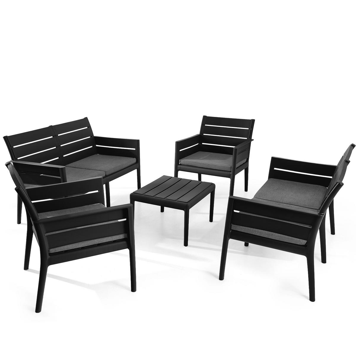 GARTENMÖBEL-SET MITTU 5-tlg, Anthrazit/Grau - Anthrazit/Grau, Kunststoff - KONSIMO®
