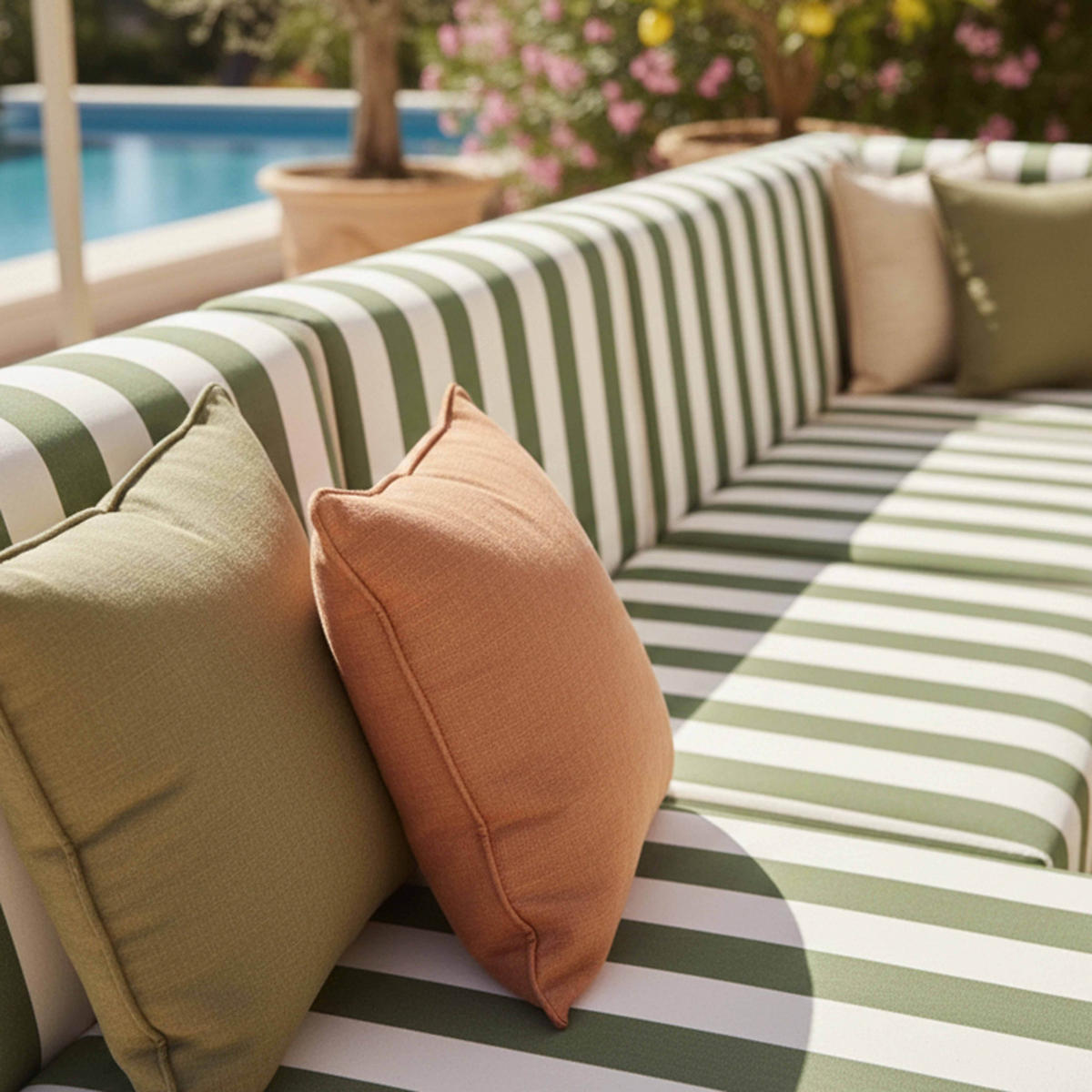 GARTENSOFA mit 6 Sitzplätzen, Khakigrün - Grün, Textil - Oviala
