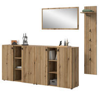 GARDEROBEN-SET Evoke Eiche 4-teilig 258 cm, Komplettset mit viel Stauraum - Schwarz/Eiche Artisan, Glas/Holzwerkstoff (258/192/37cm) - Inn.Furn