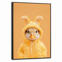 LEINWAND Bilder mit Rahmen - Osterhase - Kostüm - Ente - 60x80 - Gelb, Textil (60/80cm) - MuchoWow