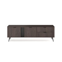 TV-LOWBOARD Terzo 2D 2S Eiche Dunin mit Rillendekor - Schwarz Metallfüße - Eichefarben/Schwarz, Holz/Holzwerkstoff (195/61/38cm) - Ravio