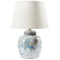 TISCHLEUCHTE Weiß/Blau Jamapa - Blau/Weiß, Keramik (32/32/50cm) - Beliani