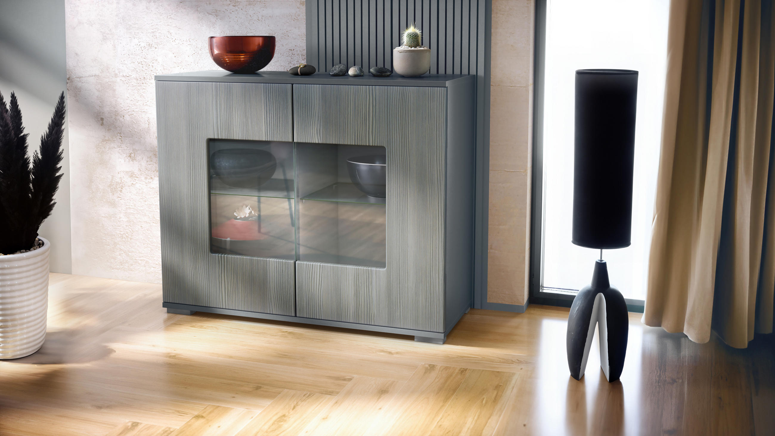 KOMMODE Grömitz Avola-Anthrazit - Anthrazit, Holzwerkstoff (92.5/75.5/35cm) - Vladon