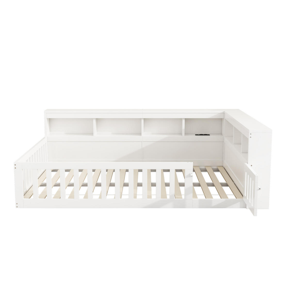 KINDERBETT Tagesbett 140/190 cm aus Spanplatte und MDF mit USB, Steckdose und Stauraum Weiß - Weiß, Holzwerkstoff (140/190cm) - Modenvie