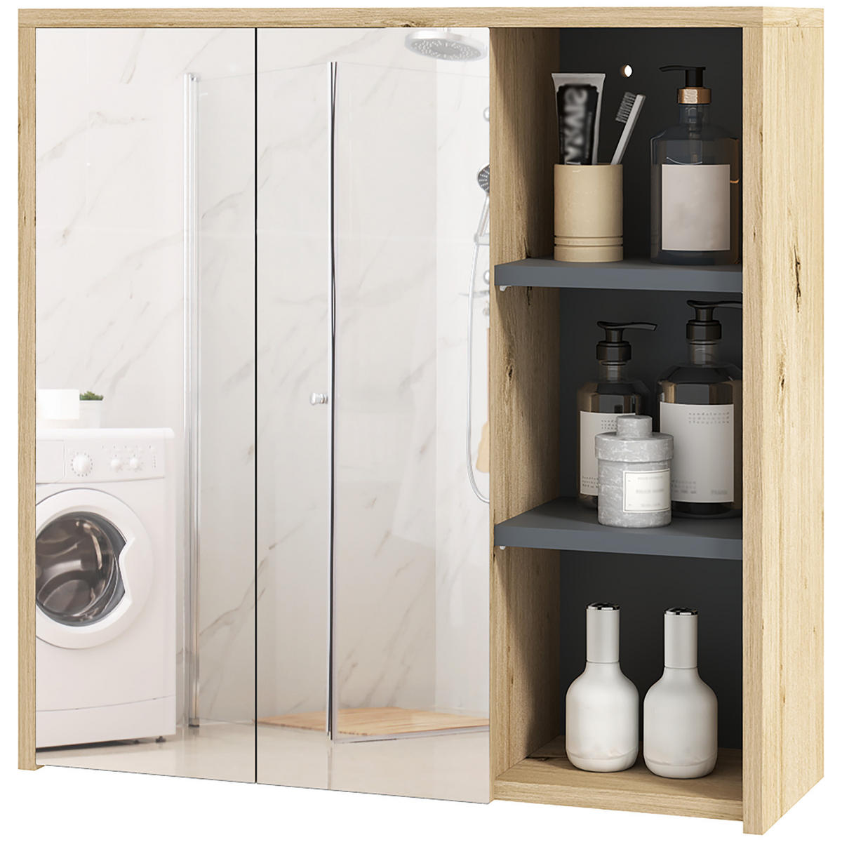 SPIEGELSCHRANK Naturfarben - Naturfarben, Holz (60/60/20cm)