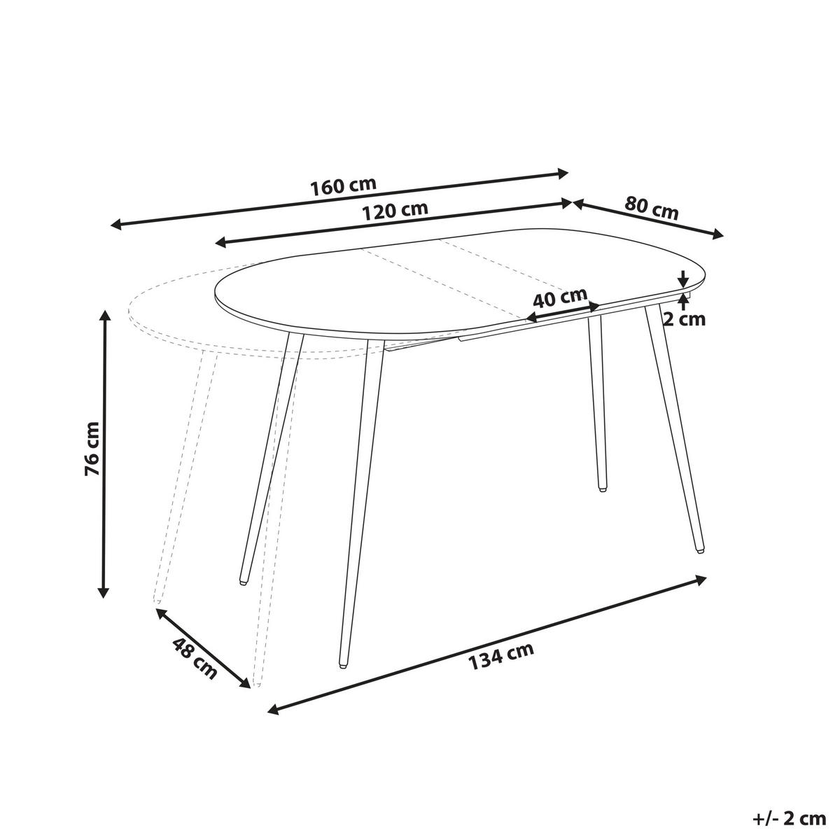ESSTISCH weiß/schwarz 120/160/80 cm ausziehbar Staverton - Schwarz/Weiß, Holzwerkstoff (120/80/76cm) - Beliani