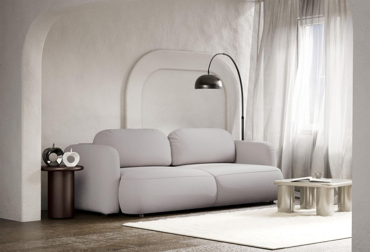 3-SITZER SCHLAFSOFA Tvoya Graubeige Chenille - Taupe/Schwarz, Kunststoff/Textil (253/82/110cm) - Selsey