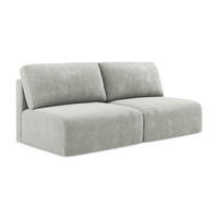 3-SITZER SOFA mit Schlaffunktion Chenille Stoff Grau - Hellgrau/Schwarz, Kunststoff/Textil (216/79/102cm) - Makamii