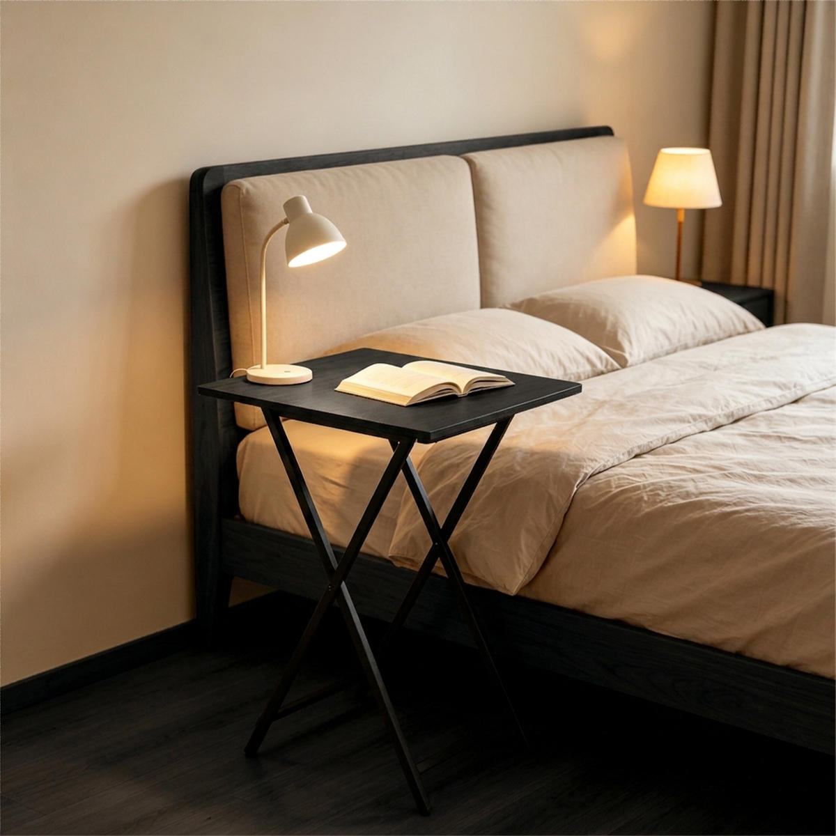SIDOBORD Svart fällbart 66,5x48x36 cm - Svart, Träbaserade material/Metall (36/48/66.5cm) - Relaxdays
