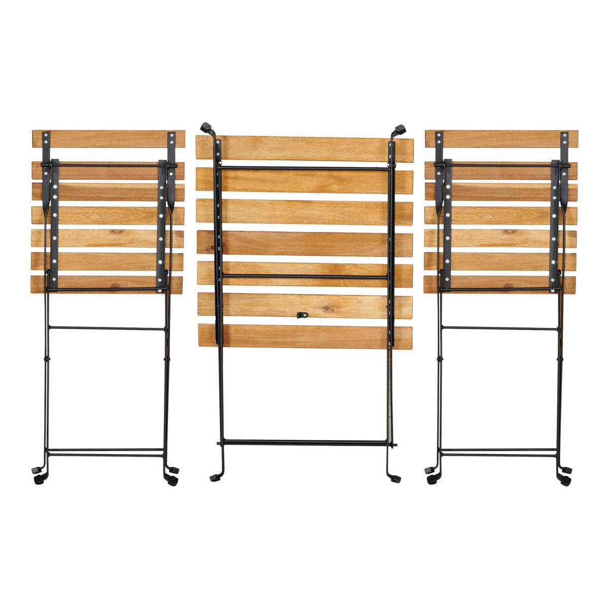 BISTRO-SET 3 TLG. Bovino - Schwarz/Naturfarben, Holz/Metall - casa.pro