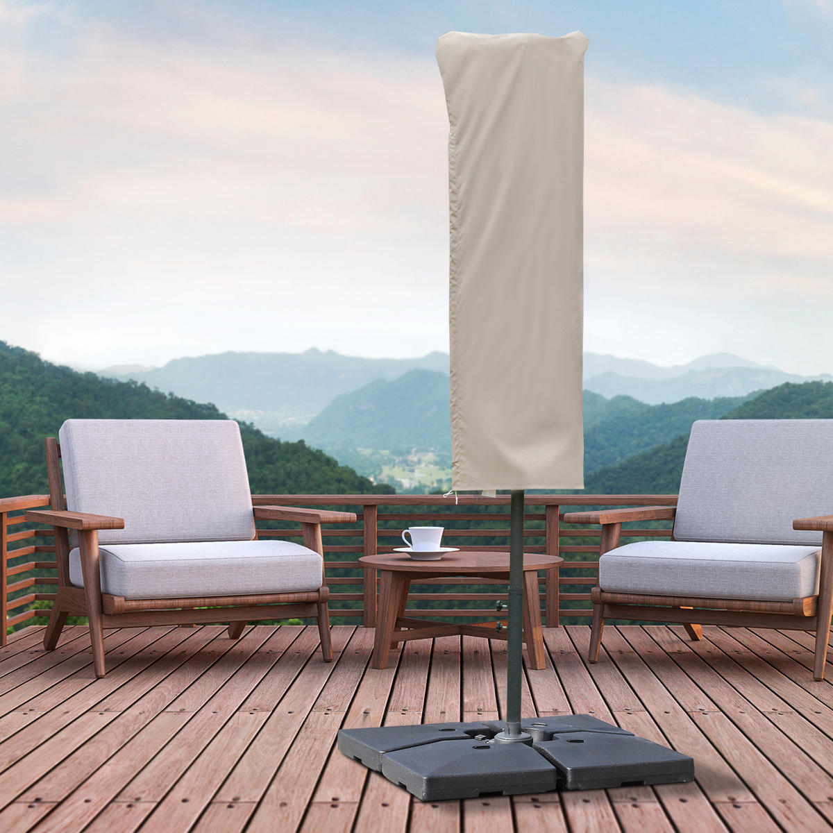 SONNENSCHIRMHÜLLE, Polyester-Gewebe mit PU-Beschichtung, Khaki - Braun, Kunststoff (63/164/63cm) - Outsunny