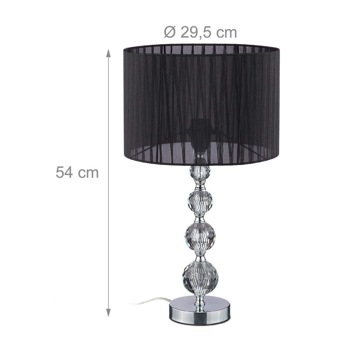 TISCHLAMPE - Multicolor, Glas/Textil (29.5/29.5/54cm) - Relaxdays