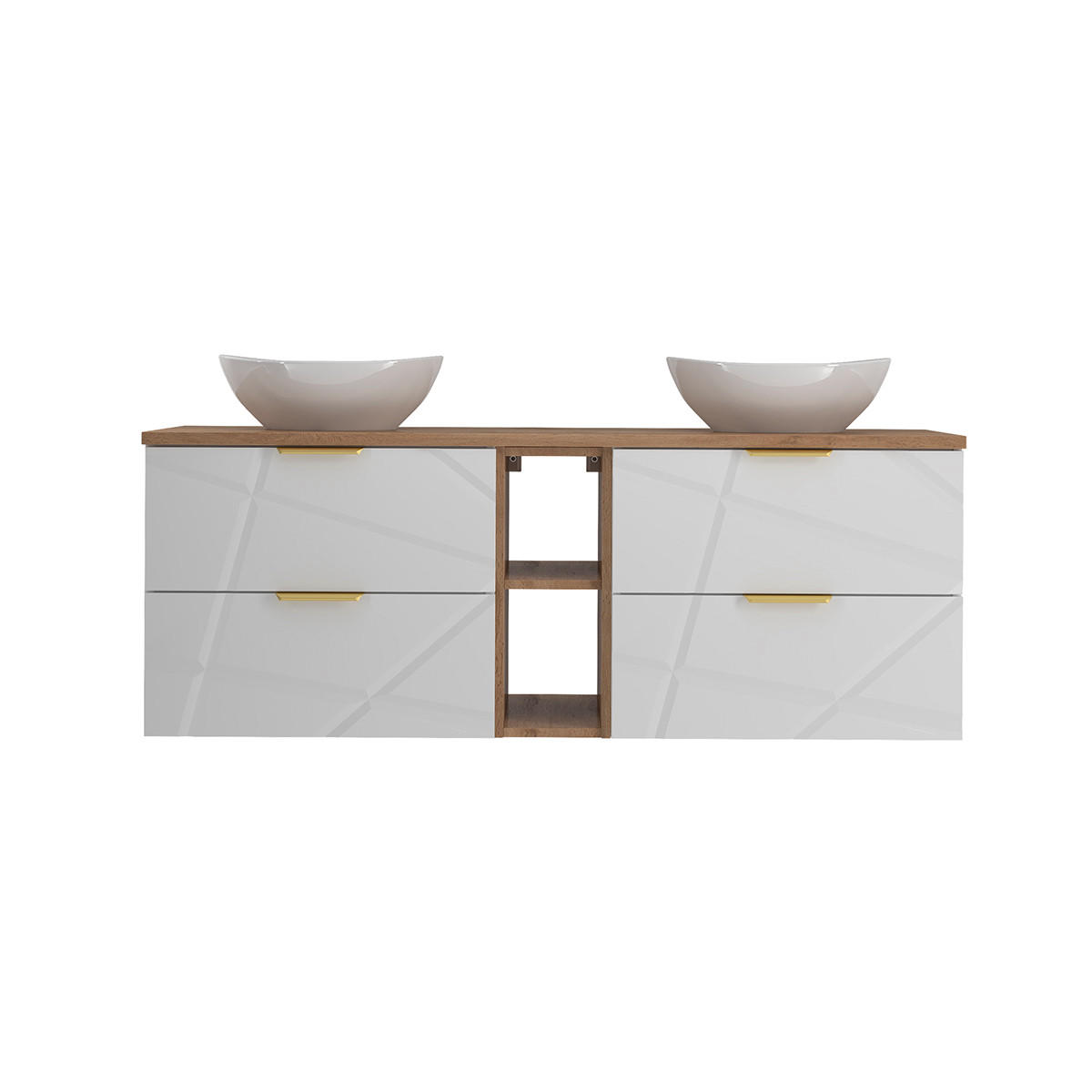 DOPPELWASCHTISCH 140.6cm Aurora Weiß - Weiß, Holzwerkstoff (140.6/52.2/46.5cm) - Petits-meubles