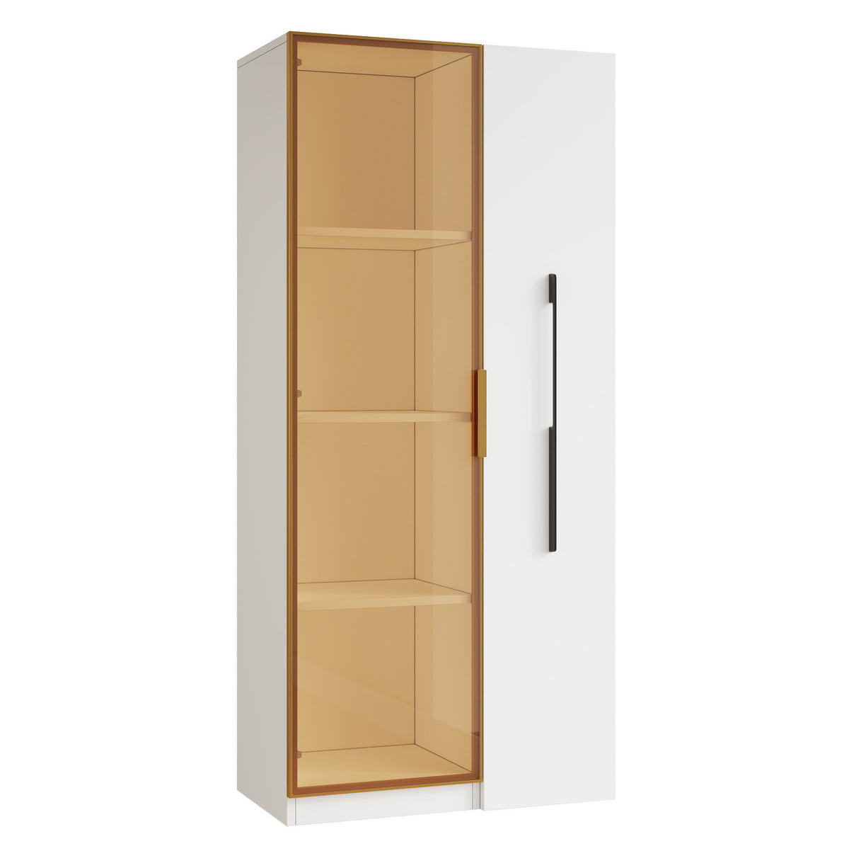 VITRINE aus MDF 70x40x160 cm Weiß mit LED-Beleuchtung und seitlichem Auszug - Weiß, Holzwerkstoff (70/160/40cm) - IVMEU