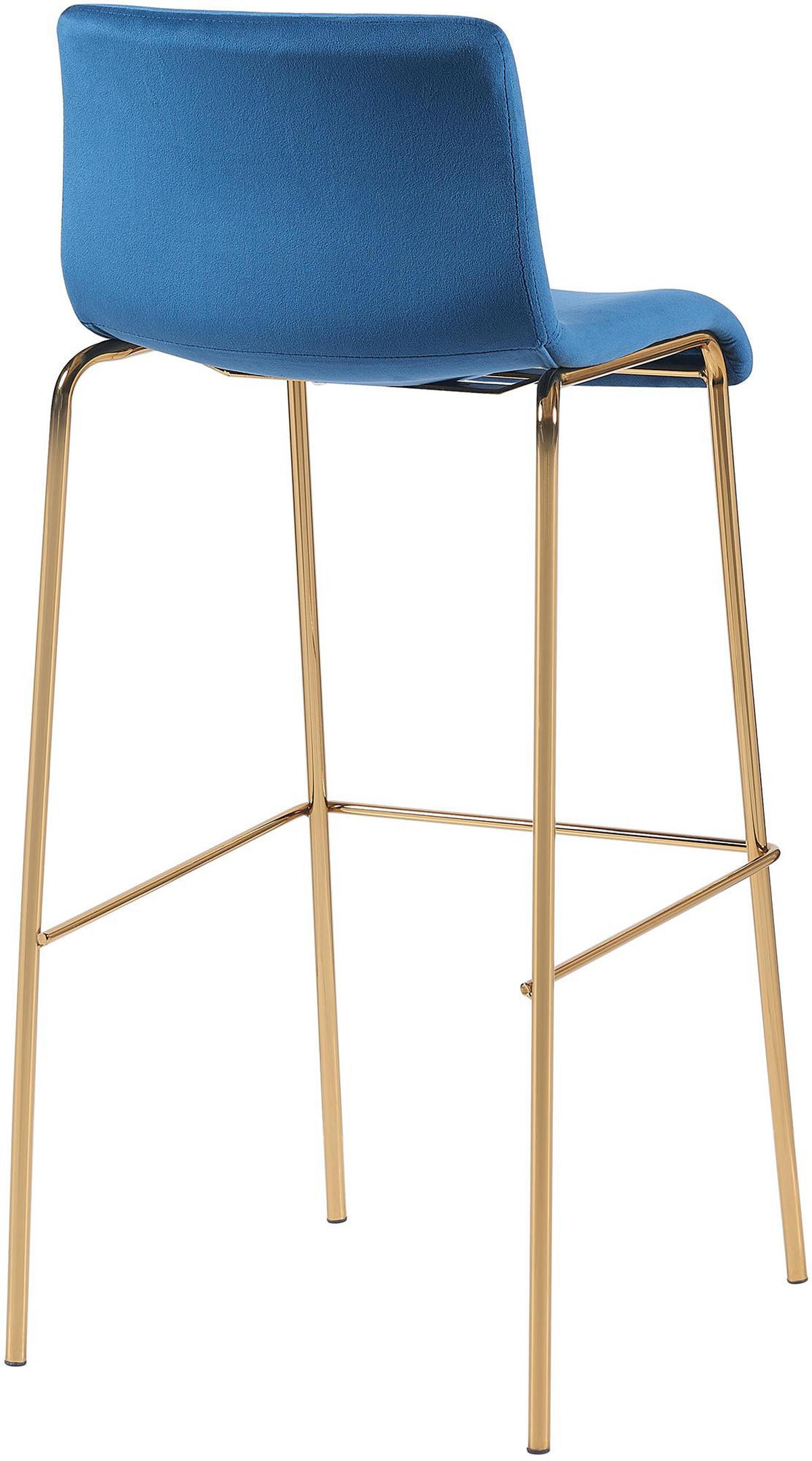 BARHOCKER Samt Blau - Blau/Goldfarben, Textil/Metall (43/100/48cm) - CLP