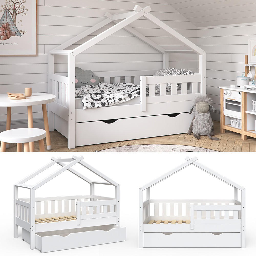 HAUSBETT Design Weiß 70x140 cm mit Schublade - Weiß, Holz (70/140cm) - VitaliSpa