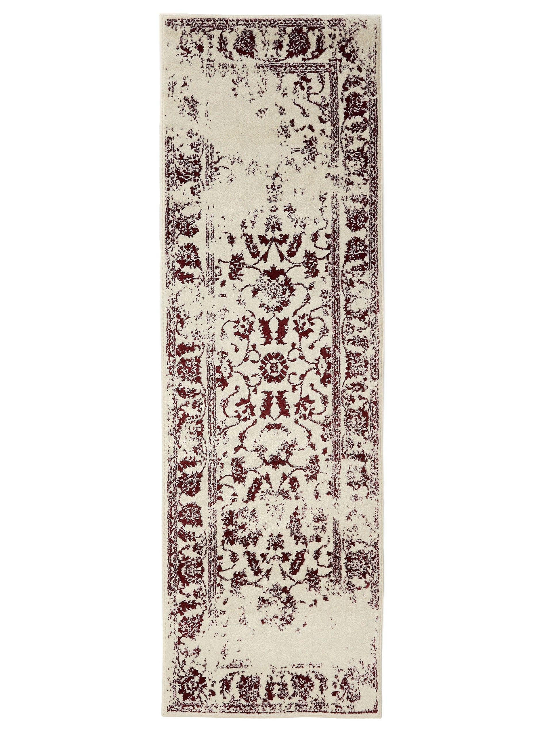 VINTAGE-LÄUFER Suki 80/240 cm - Rot/Creme, Kunststoff (80/240cm) - benuta
