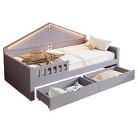 BETT mit 2 Schubladen und LED-Beleuchtung 90x200 cm Grau - Grau, Holzwerkstoff (90/200cm) - Beauniv