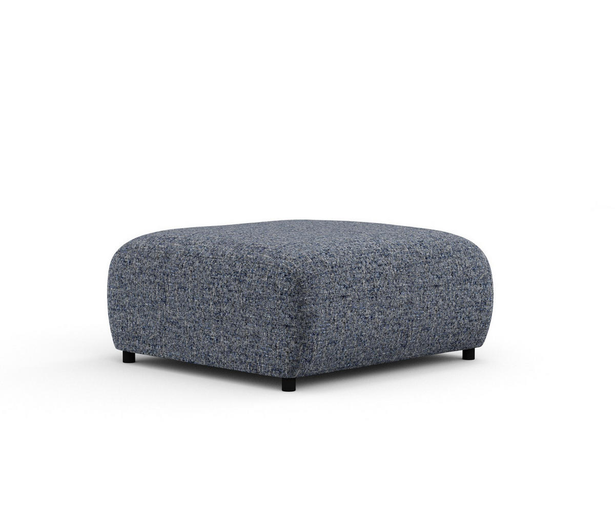 POUF S Zanzibar Marineblau Webstoff - Schwarz/Dunkelblau, Holz/Holzwerkstoff (88/37/88cm) - Maison de Reve