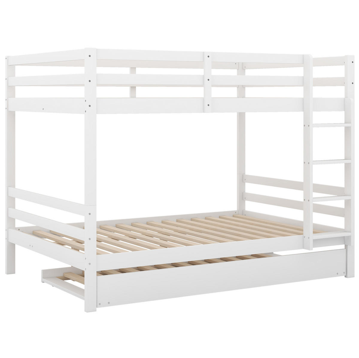 ETAGENBETT 140/200 cm in Weiß mit Ausziehbett und stabiler Treppe - Weiß, Holz (140/200cm) - Flora Grace