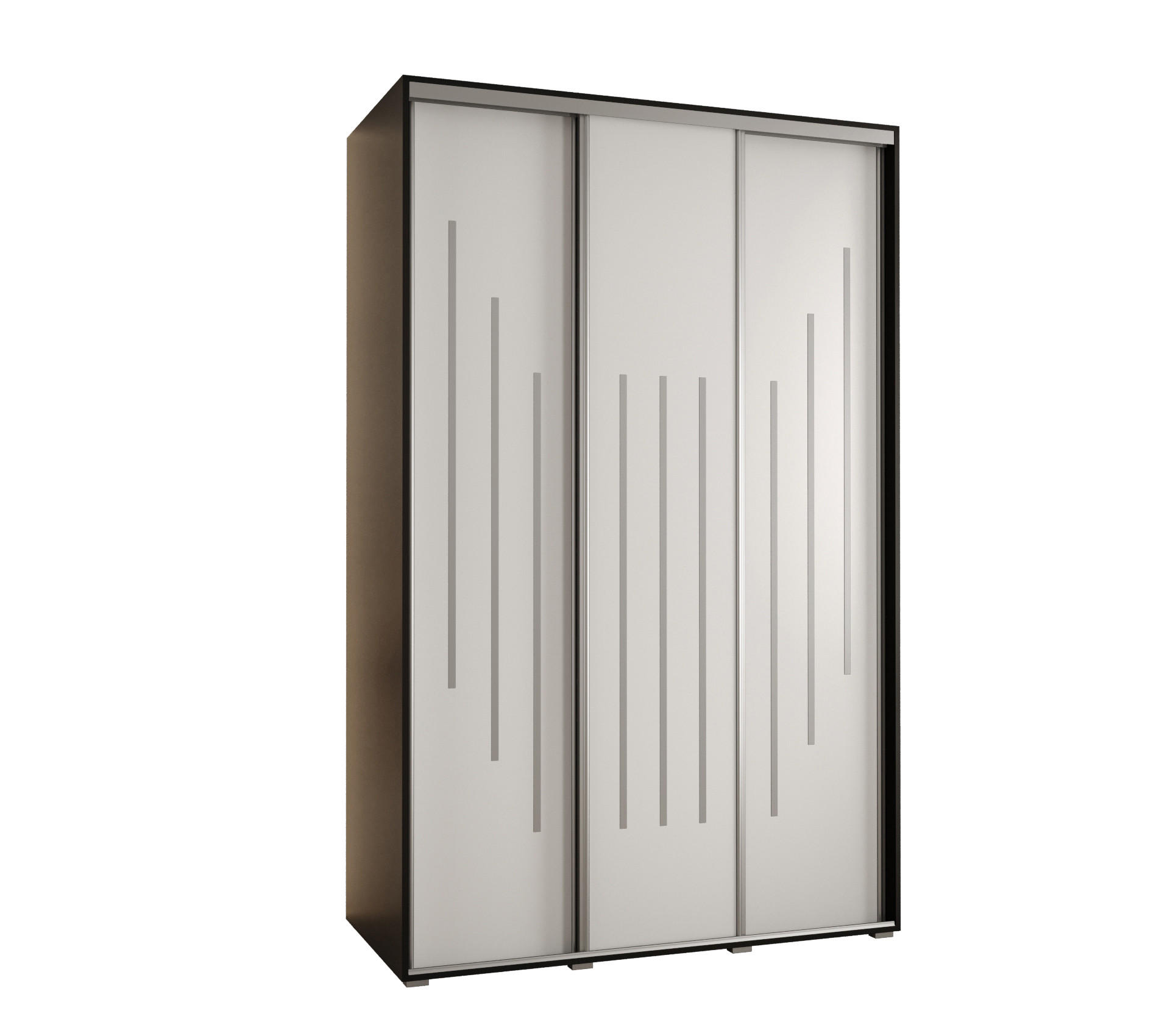 Abiks Möbel Schwebetürenschrank Schwarz, Weiß, Silber 150x235x60 cm
