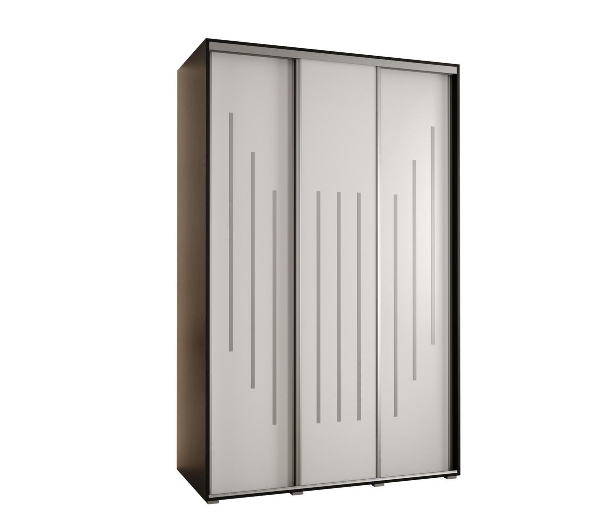 SCHWEBETÜRENSCHRANK 235,2/160/60 3-türig - Silberfarben/Schwarz, Holz/Metall (160/235/60cm) - Abiks Möbel