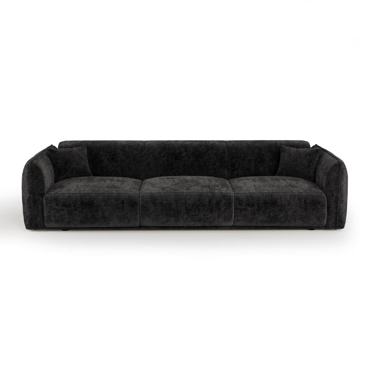 SOFA LUSH Gemusterter Samt Schwarz 235cm - Schwarz, Textil (235/80/90cm) - Premium Interiors
