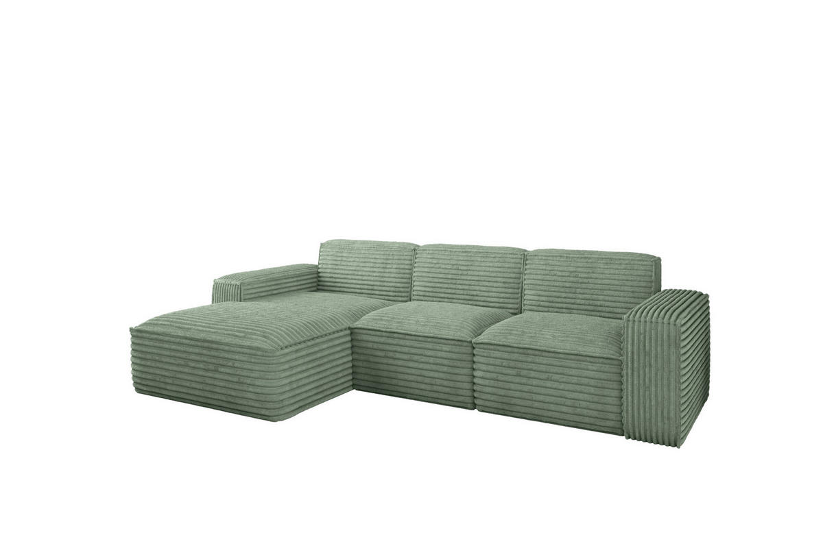 ECKSOFA L-Form Siena Stoff Velo Olive Links - Olivgrün, Holz/Kunststoff (165/266cm) - Kaiser Möbel